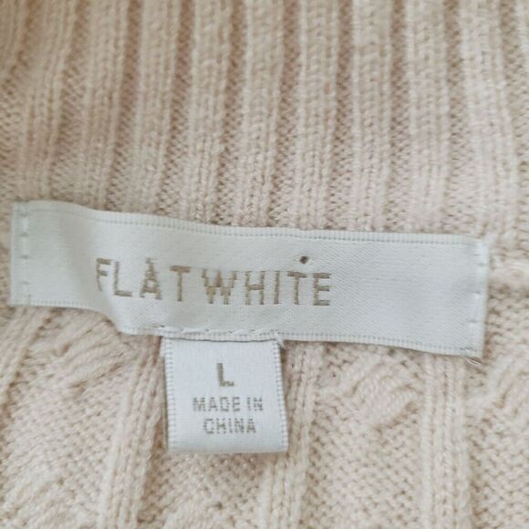 Flat White Urban Outfitters Sweater Dress L Cream Cable Knit Ruffle Pullover - Picture 6 of 8